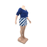 Conjunto de dos piezas de culottes cortos con hombros descubiertos sexy para mujer de talla grande de verano