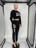 Women's Solid Color Printed Casual Two Piece Set Tracksuit