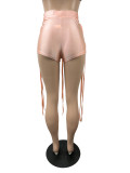 Pantalones cortos casuales de mujer con borlas de color sólido a la moda para mujer