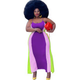Plus Size Women's Multicolor patchwork straps Dress