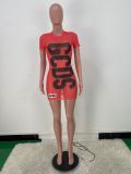 Vestido sexy transparente de malla con estampado de letras para mujer