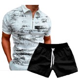 Summer Men's 3D Printed T-Shirt Sports Casual Vest Men's T-Shirt Set