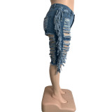 Jeans de mujer de talla grande con flecos laterales rasgados de verano