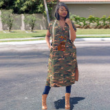 camouflage hooded loose dress