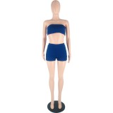 Women Summer Sexy Top And Shorts Solid Two-Piece Set