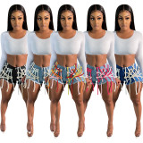 Women Lace-Up Bandage Stretch Wash Denim Shorts