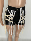 Women Lace-Up Bandage Stretch Wash Denim Shorts