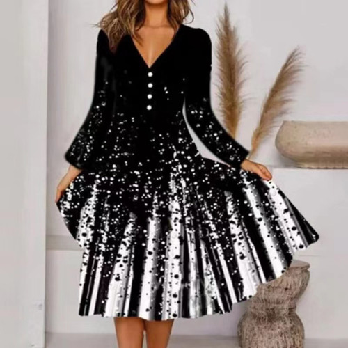 Dames patchwork pailletten geplooide elegante jurk