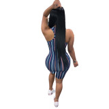 Women Printed Sleeveless Slim Sexy Shorts Jumpsuit