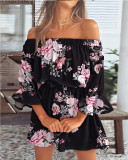 Sexy Fashion Off Shoulder Floral Print Casual Dress