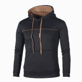 Fall/Winter Banded Color Matching Men's Casual Hooded Sweatshirt Jacket