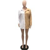 Ladies Nightclub Fashion Sexy Cardigan Loose Contrast Color Chic Career Shirt Long Sleeve Suit