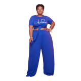 Plus Size Women's Fashion Tracksuit Casual Two Piece