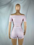 Women's Fashion Casual Large V-Neck Striped Suit