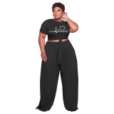 Plus Size Women's Fashion Tracksuit Casual Two Piece