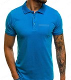 Simple Men's Solid Color Short Sleeve Turndown Collar Casual T-Shirt