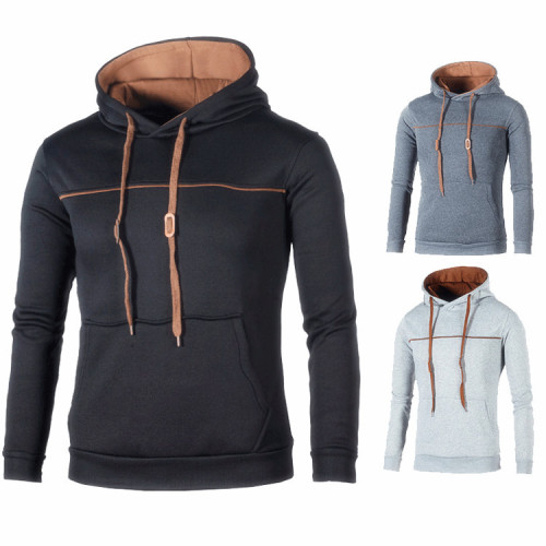 Automne/Hiver Banded Color Matching Men's Casual Hooded Sweatshirt Jacket