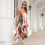 Women Summer Fashion Print Halter Loose Dress