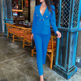 Women Long Sleeves Slim Blazer And Pant Two Piece Set