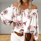 Women Chic Sexy Off Shoulder Loose Print Top