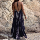 Women Summer Sexy Sleeveless Halter Neck Print Dress