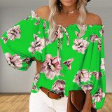 Women Chic Sexy Off Shoulder Loose Print Top