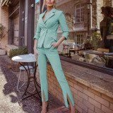 Women Professional Long Sleeve Blazer And Pant Two Piece Set