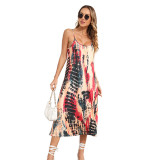 Women Summer Fashion Print Halter Loose Dress