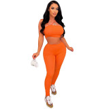 Women Suspender Belt Crop Top And Pant  Casual Two Piece Set