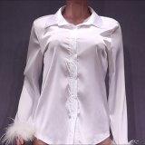 Women Spring Solid Fashion Sexy Long Sleeve Satin Shirt