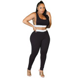 Women's Two Piece Patchwork Tank Top Pants Summer Sexy Tracksuit