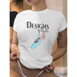 Women's Fashion Casual Print Short Sleeve Stretch Cotton T-Shirt