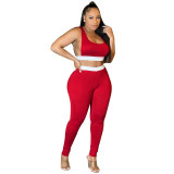 Women's Two Piece Patchwork Tank Top Pants Summer Sexy Tracksuit