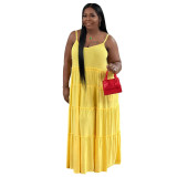 Plus Size Women's Summer Straps Solid Color Sexy Maxi Long Dress