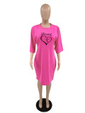 Women's Fashion Loose Maxi Print Slim Fit Short Sleeve T-Shirt Dress
