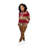 Leopard Print Fashion Sweatshirt Sports Casual Suit Winter