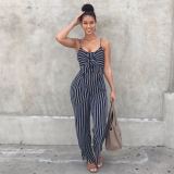 Sexy Slim Striped Sling Bow Jumpsuit