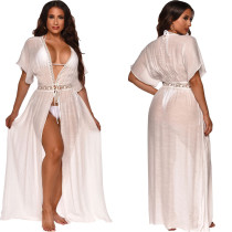 Vestido tipo cárdigan de lino fino de playa de verano