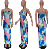 Women's Plus Size Women's Spring/Summer Colorful Tie Dye Off Shoulder Wrap Dress