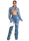 Fashion Versatile Slim Fit Sexy Stretch Ripped Micro Flare Jeans