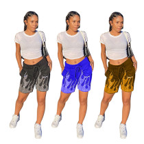 Pantaloncini da donna casual con due tasche stampati alla moda