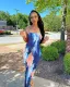 Women's Plus Size Women's Spring/Summer Colorful Tie Dye Off Shoulder Wrap Dress