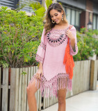 Hand Crochet Oversized Patchwork Loose Fringe Holidays-Inspired Beach Blouse