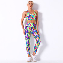 Sujetador floral transpirable con estampado digital, traje de Yoga para mujer, pantalones deportivos deportivos para correr para mujer