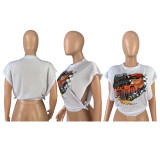 Women's Fashion Cool Racing Print Sleeveless Side Cutout T-Shirt Top