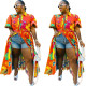 Women's Outdoor Casual Short Sleeve Printed Cape Jacket