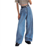 Women's jeans wide leg pants high waist denim big flared trousers women