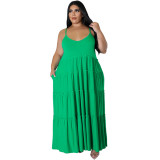 Summer Women's Plus Size Dress Sexy Sling Long Smocked Dress