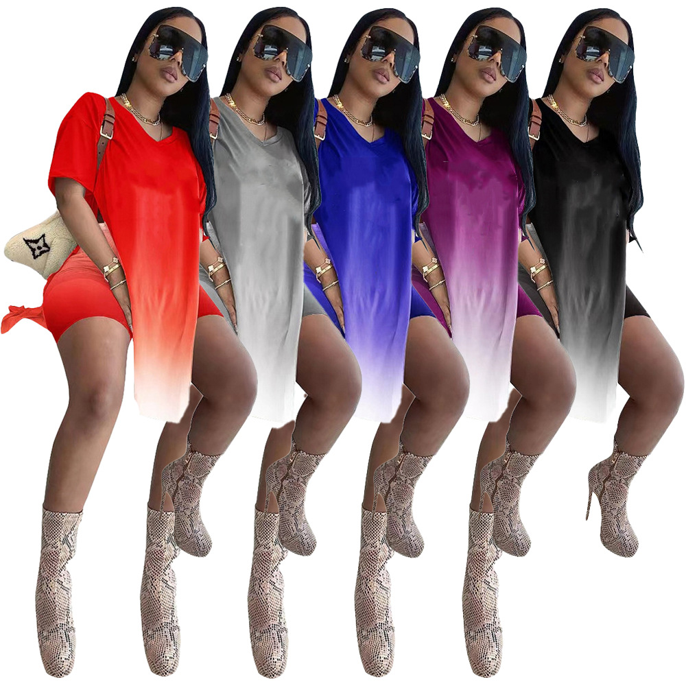 Wholesale Women's Summer Short Suit Top Split Gradient Print Global Lover