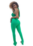 Women's Nightclub Sexy Solid Color Low Back Slit Jumpsuit